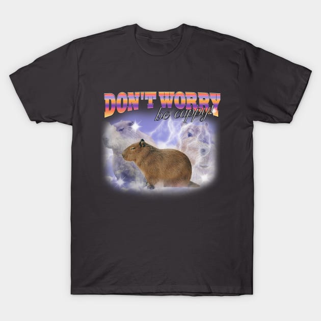 Cabybara Vintage 90s Bootleg Style T-Shirt, don't worry be cappy Shirt, Funny Capybara Meme T-Shirt by Y2KERA